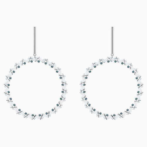 Naeli Pierced Earrings, White, Rhodium plated