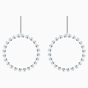 Naeli Pierced Earrings, White, Rhodium plated