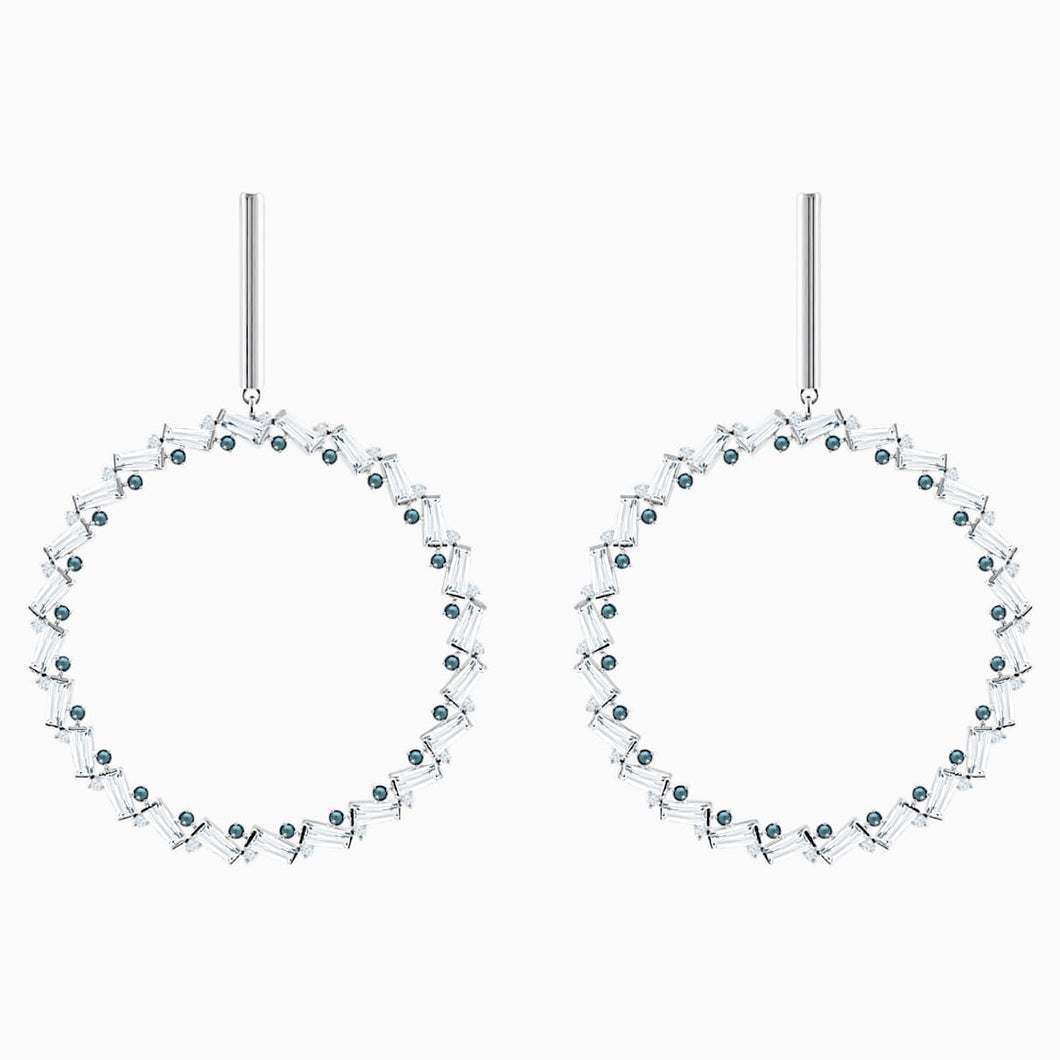 Naeli Pierced Earrings, White, Rhodium plated