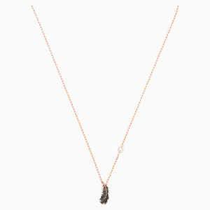 Naughty Necklace, Black, Rose-gold tone plated