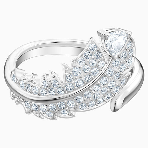 Nice Motif Ring, White, Rhodium plated