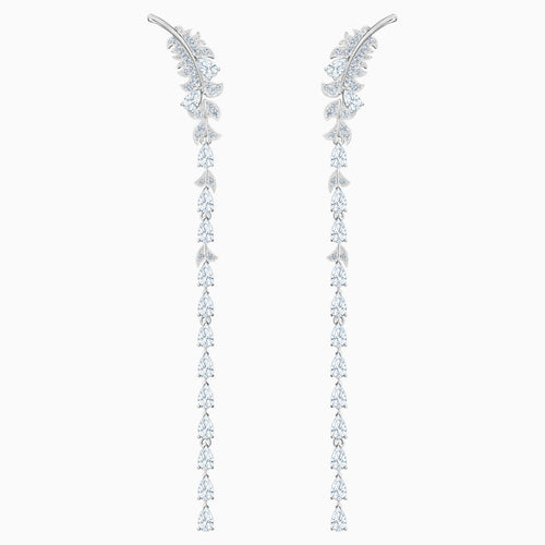 Nice Pierced Earrings, White, Rhodium plated