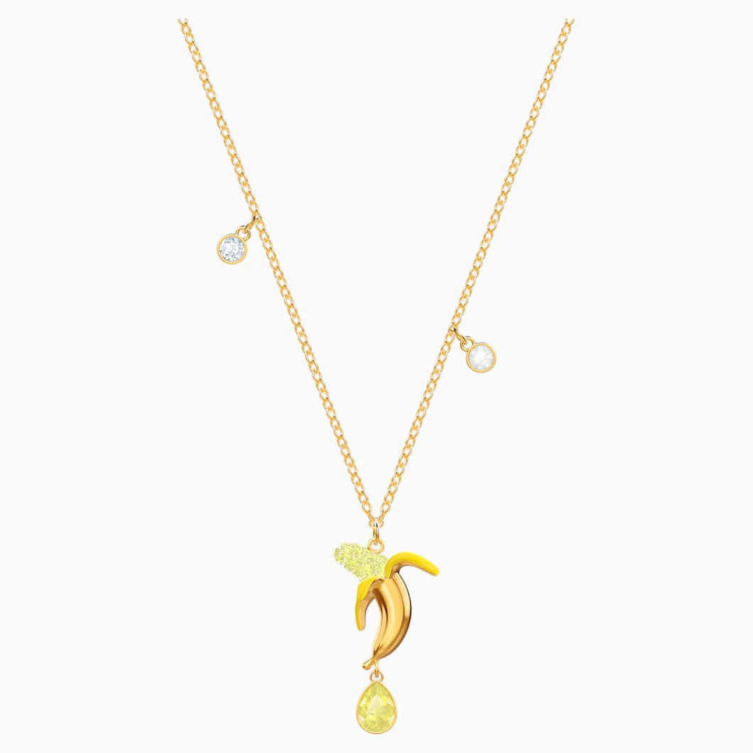 No Regrets Banana Pendant, Multi-coloured, Gold-tone plated