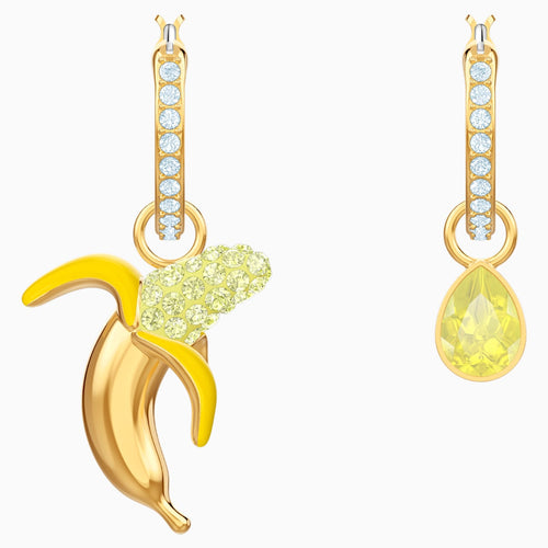 No Regrets Banana Pierced Earrings, Multi-coloured, Gold-tone plated