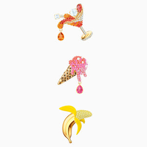 No Regrets Brooch Set, Multi-coloured, Gold-tone plated