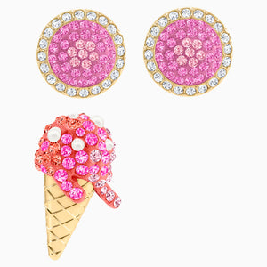 No Regrets Ice Cream Pierced Earrings, Multi-coloured, Gold-tone plated