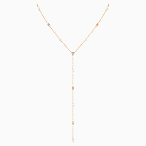 No Regrets Y Necklace, Multi-coloured, Gold-tone plated
