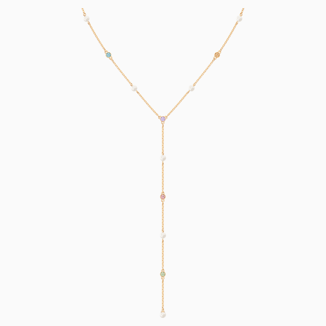 No Regrets Y Necklace, Multi-coloured, Gold-tone plated