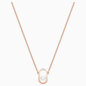 North Necklace, White, Rose-gold tone plated