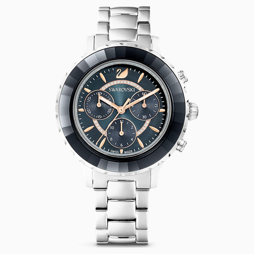 Octea Lux Chrono Watch, Metal bracelet, Black, Stainless steel