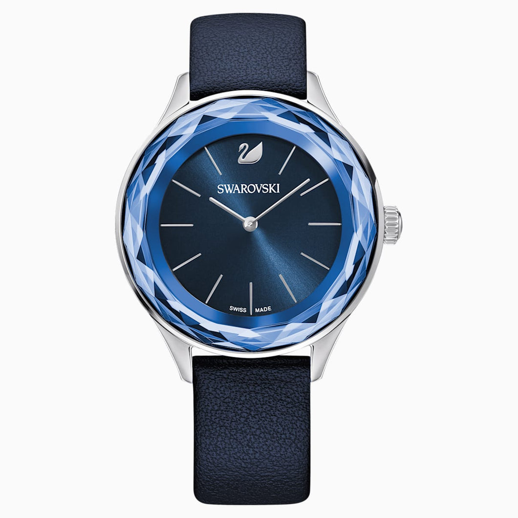 Octea Nova Watch, Leather strap, Blue, Stainless steel