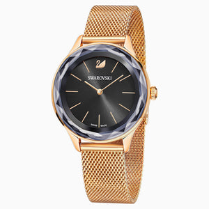 Octea Nova Watch, Milanese bracelet, Black, Rose-gold tone PVD