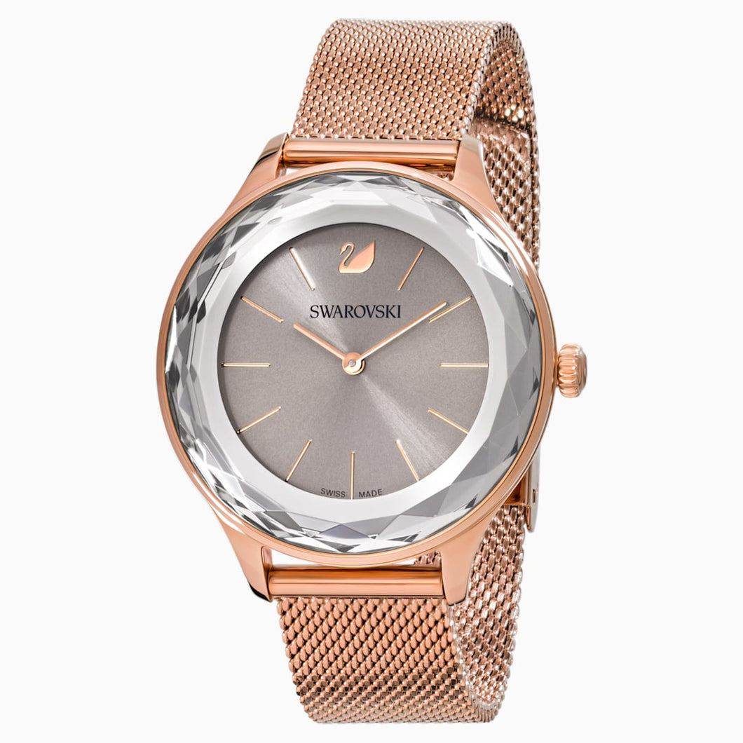 Octea Nova Watch, Milanese bracelet, Grey, Rose-gold tone PVD