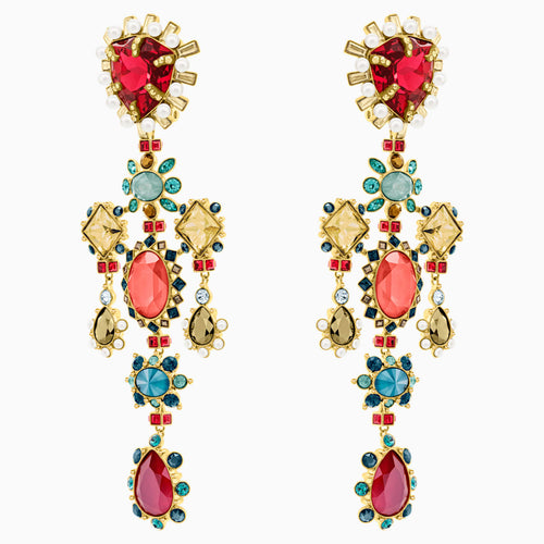 Origins Clip Earrings, Multi-coloured, Gold-tone plated