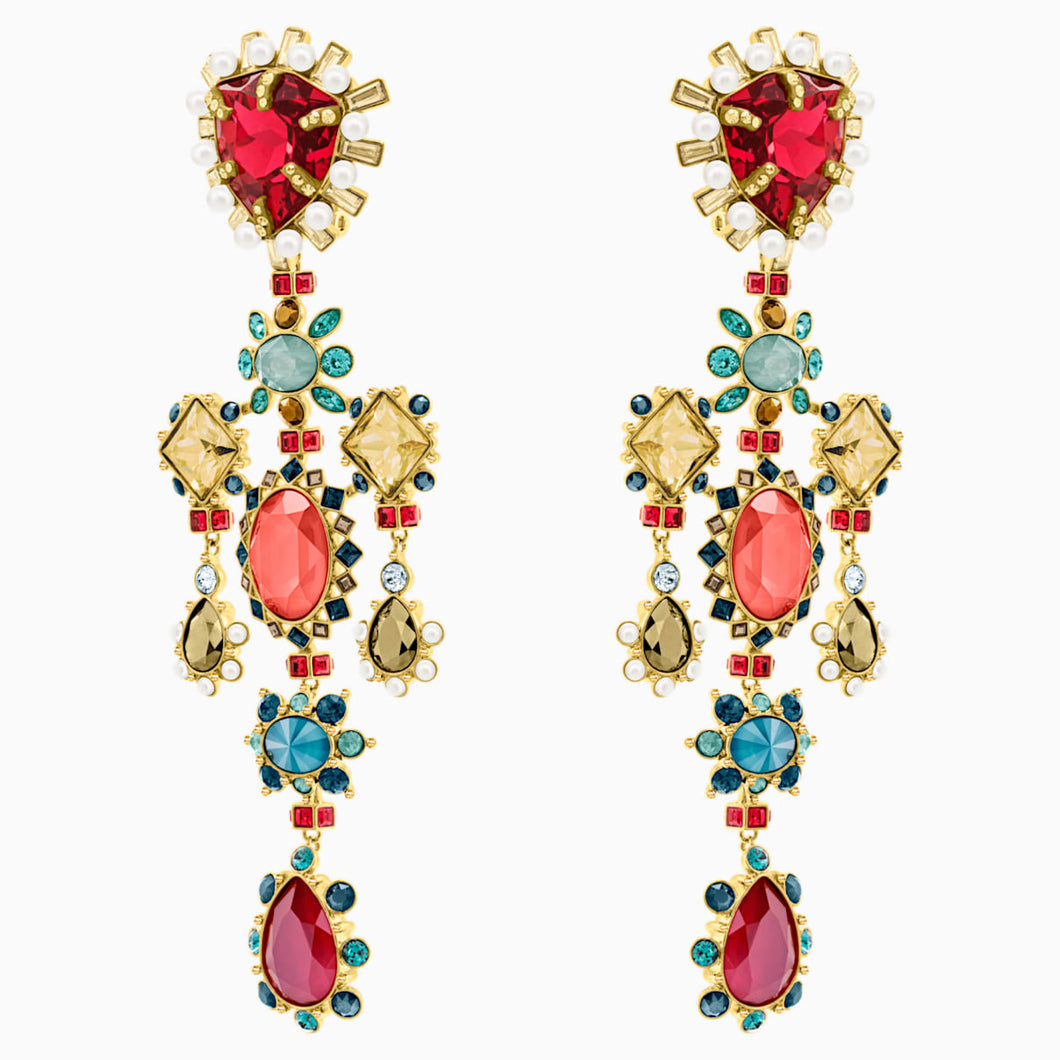 Origins Clip Earrings, Multi-coloured, Gold-tone plated