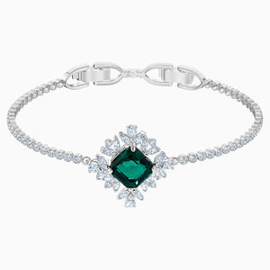 Palace Bracelet, Green, Rhodium plated