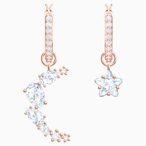 Penélope Cruz Moonsun Drop Pierced Earrings, White, Rose-gold tone plated