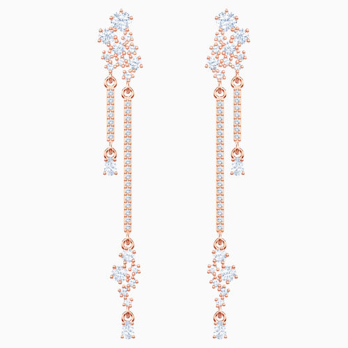 Penélope Cruz Moonsun Drop Pierced Earrings, White, Rose-gold tone plated