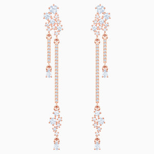 Penélope Cruz Moonsun Drop Pierced Earrings, White, Rose-gold tone plated