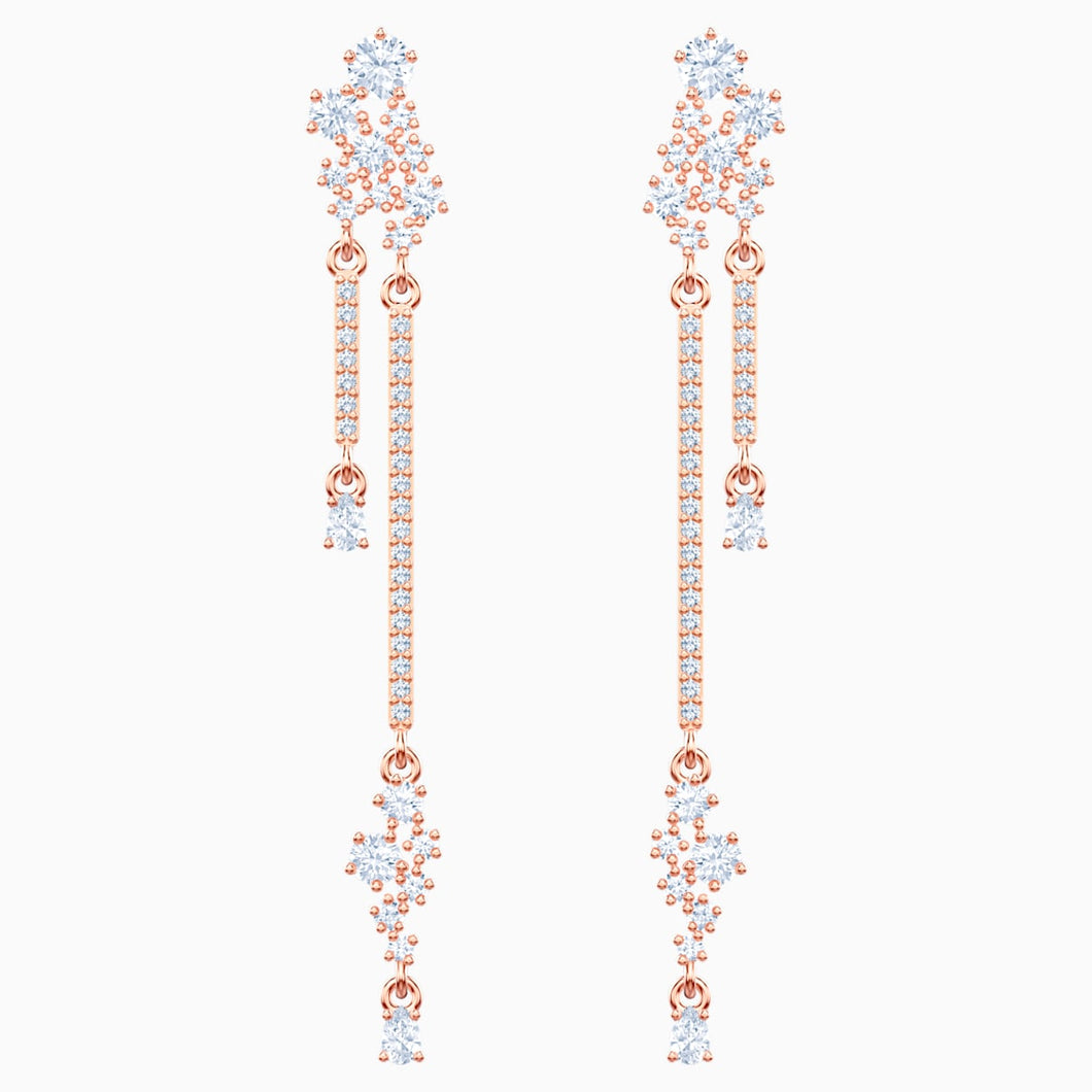 Penélope Cruz Moonsun Drop Pierced Earrings, White, Rose-gold tone plated