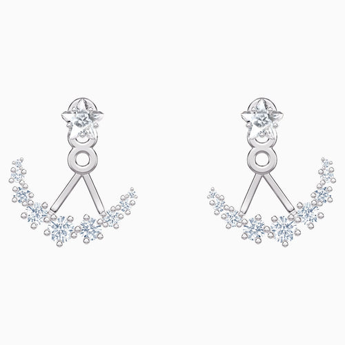 Penélope Cruz Moonsun Pierced Earring Jackets, White, Rhodium plated