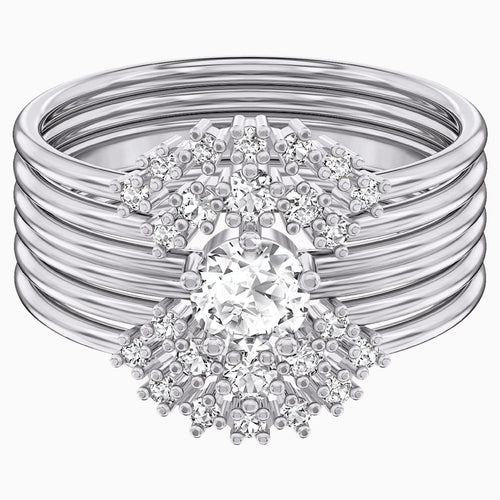 Penélope Cruz Moonsun Ring Set, White, Rhodium plated