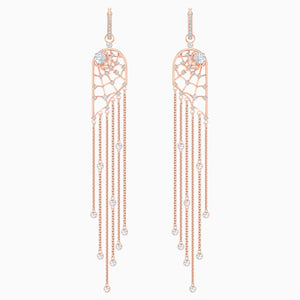 Precisely Chandelier Pierced Earrings, White, Rose-gold tone plated