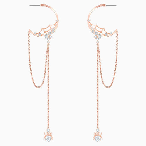 Precisely Hoop Pierced Earrings, White, Rose-gold tone plated