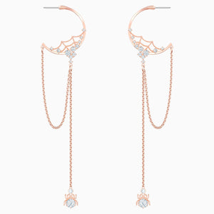 Precisely Hoop Pierced Earrings, White, Rose-gold tone plated