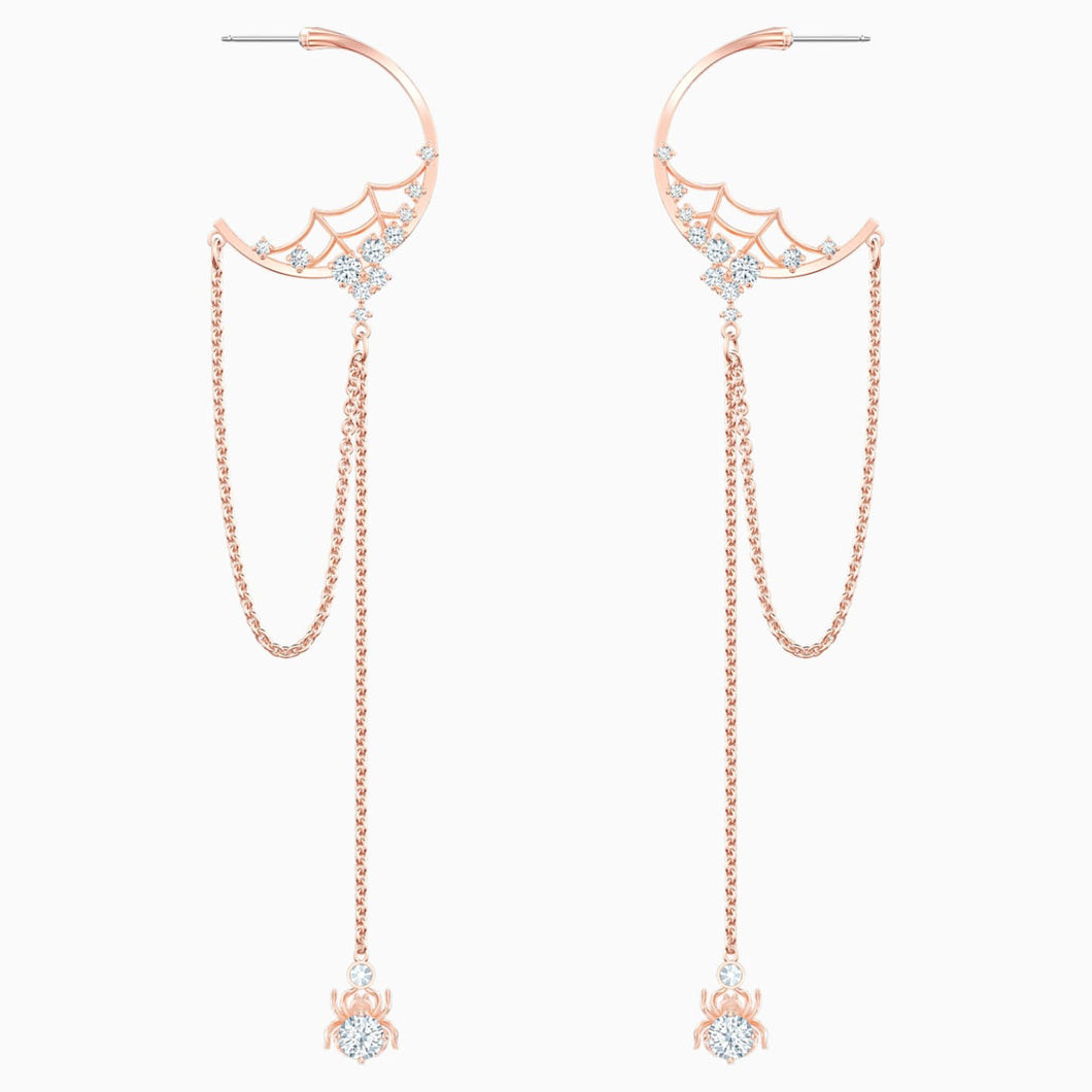 Precisely Hoop Pierced Earrings, White, Rose-gold tone plated