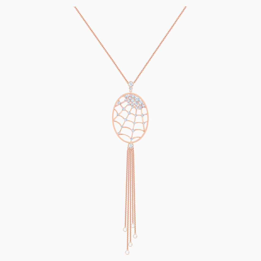 Precisely Necklace, White, Rose-gold tone plated