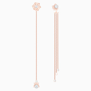 Precisely Pierced Earrings, White, Rose-gold tone plated