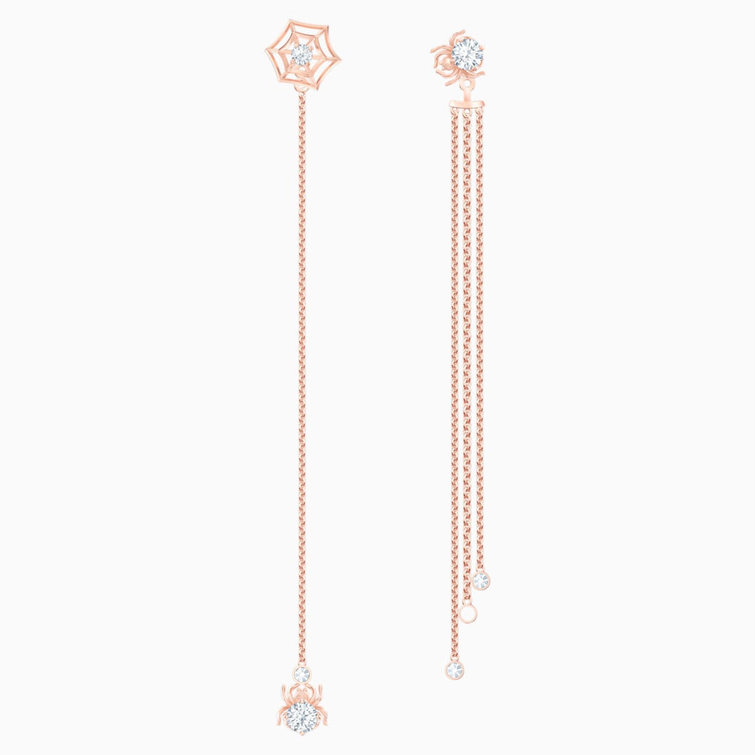 Precisely Pierced Earrings, White, Rose-gold tone plated