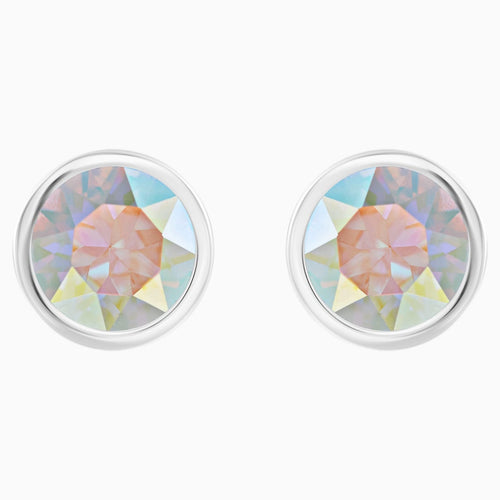 Solitaire Pierced Earrings, Multi-coloured, Rhodium plated