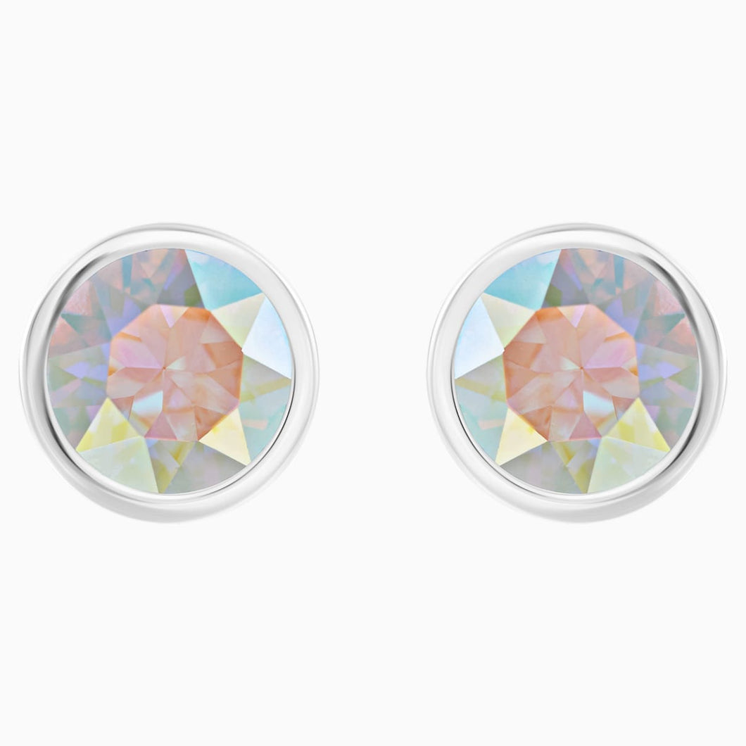 Solitaire Pierced Earrings, Multi-coloured, Rhodium plated