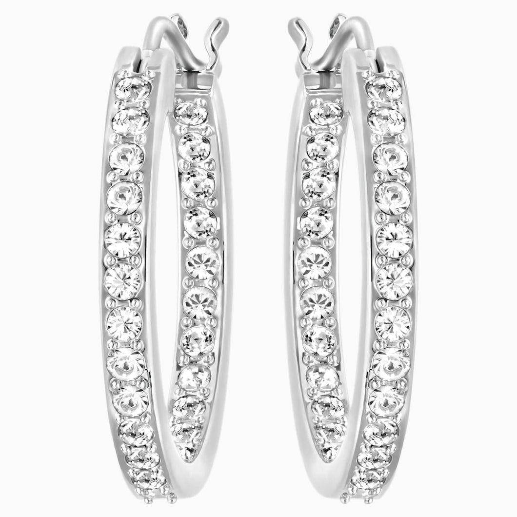 Sommerset Earrings, White, Rhodium plated