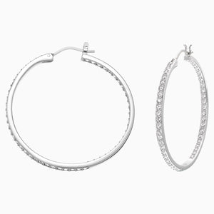 Sommerset Hoop Pierced Earrings, White, Rhodium plated