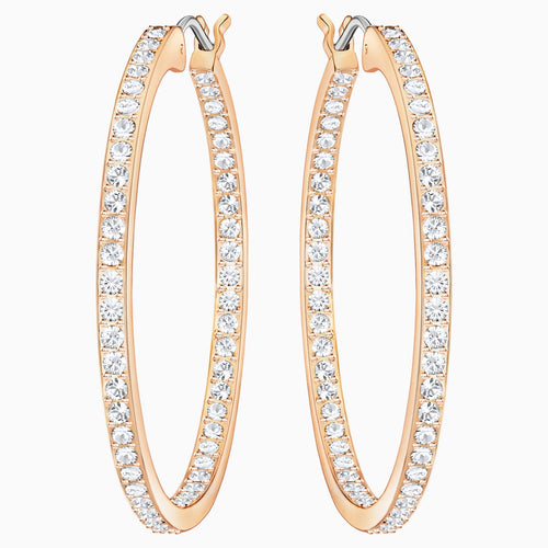 Sommerset Hoop Pierced Earrings, White, Rose-gold tone plated