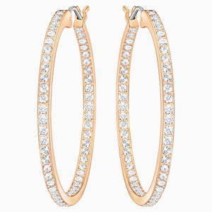 Sommerset Hoop Pierced Earrings, White, Rose-gold tone plated