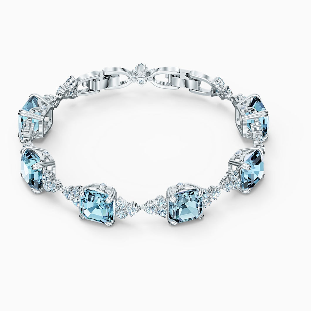 Sparkling Bracelet, Aqua, Rhodium plated