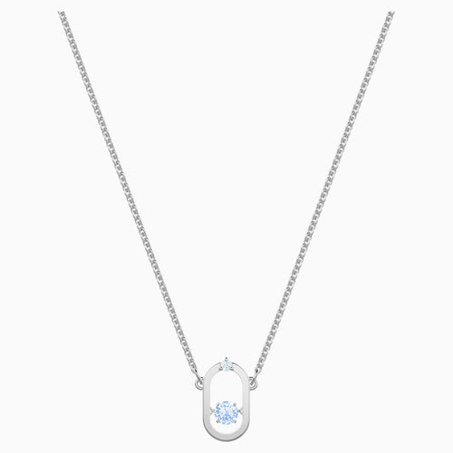 Sparkling Dance Necklace, Blue, Rhodium plated