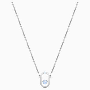 Sparkling Dance Necklace, Blue, Rhodium plated