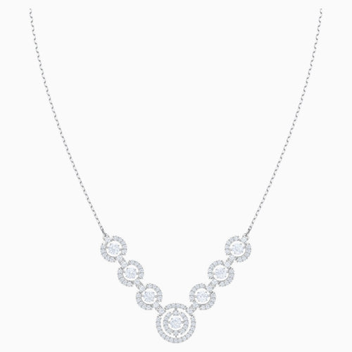 Sparkling Dance Necklace, White, Rhodium plated