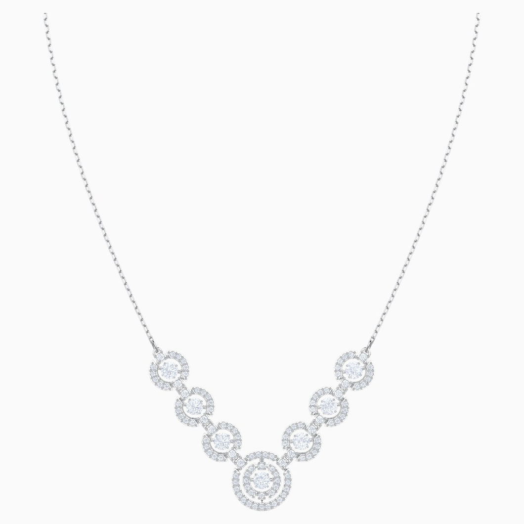 Sparkling Dance Necklace, White, Rhodium plated