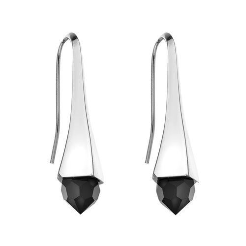 Crystal Shard Earrings- Silver