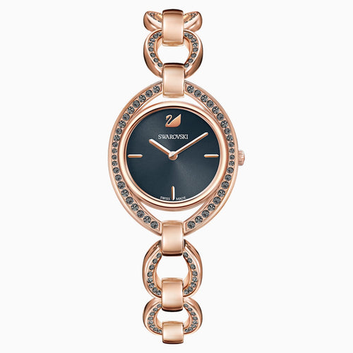 Stella Watch, Metal bracelet, Dark grey, Rose-gold tone PVD