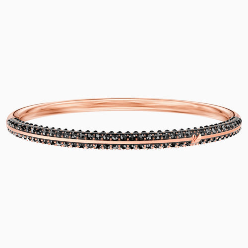 Stone Bangle, Black, Rose-gold tone plated