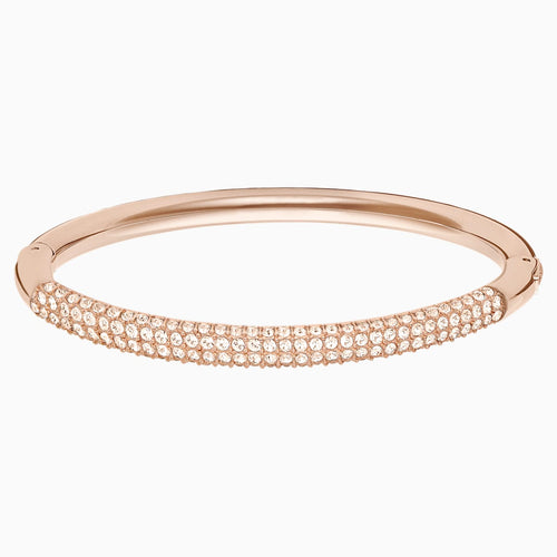 Stone Bangle, White, Rose-gold tone plated