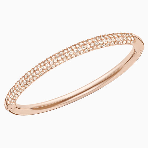 Stone Bangle, White, Rose-gold tone plated