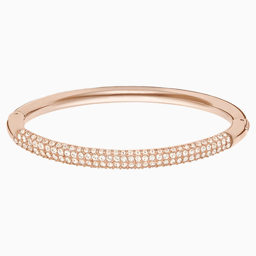 Stone Bangle, White, Rose-gold tone plated